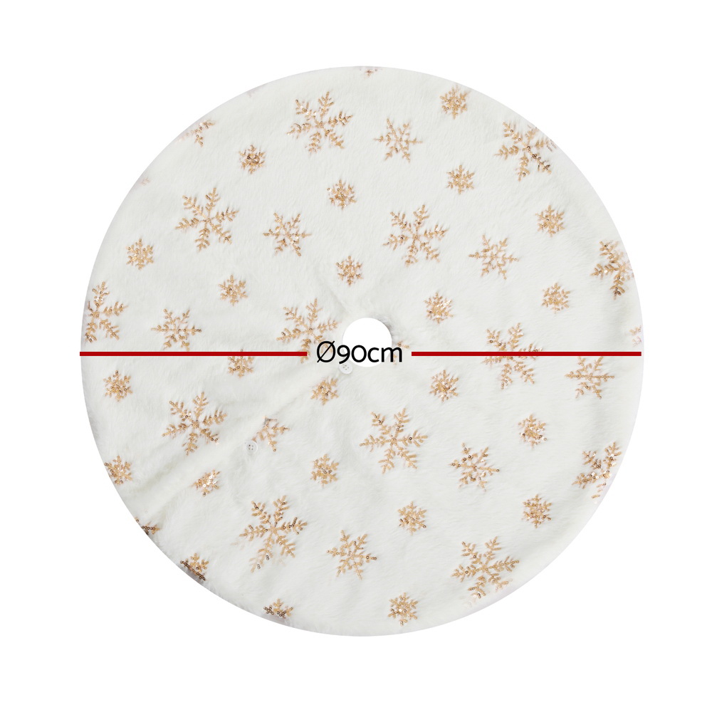 XMAS-CARPET-SNOWFLAKE-90-190856-01 Jingle Jollys Christmas Tree Skirt 90cm Snowflake Ornaments Xmas Decorations - Image 2