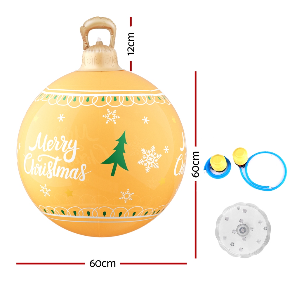 XMAS-INF-BAUBLE-MERRY-GOLD-190849-01 Jingle Jollys Christmas Inflatable Ball 60cm Led Illuminated Xmas Decoration - Image 2