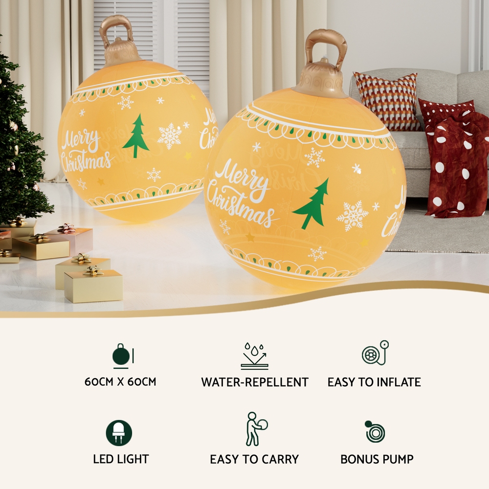 XMAS-INF-BAUBLE-MERRY-GOLD-190849-03 Jingle Jollys Christmas Inflatable Ball 60cm Led Illuminated Xmas Decoration - Image 4