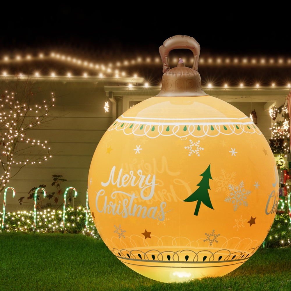 XMAS-INF-BAUBLE-MERRY-GOLD-190849-06 Jingle Jollys Christmas Inflatable Ball 60cm Led Illuminated Xmas Decoration - Image 7