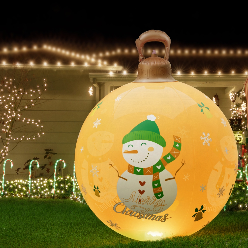 XMAS-INF-BAUBLE-SNOWMAN-GOLD-190820-06 Jingle Jollys Christmas Inflatable Ball 60cm Led Illuminated Snowman Xmas Decor - Image 7