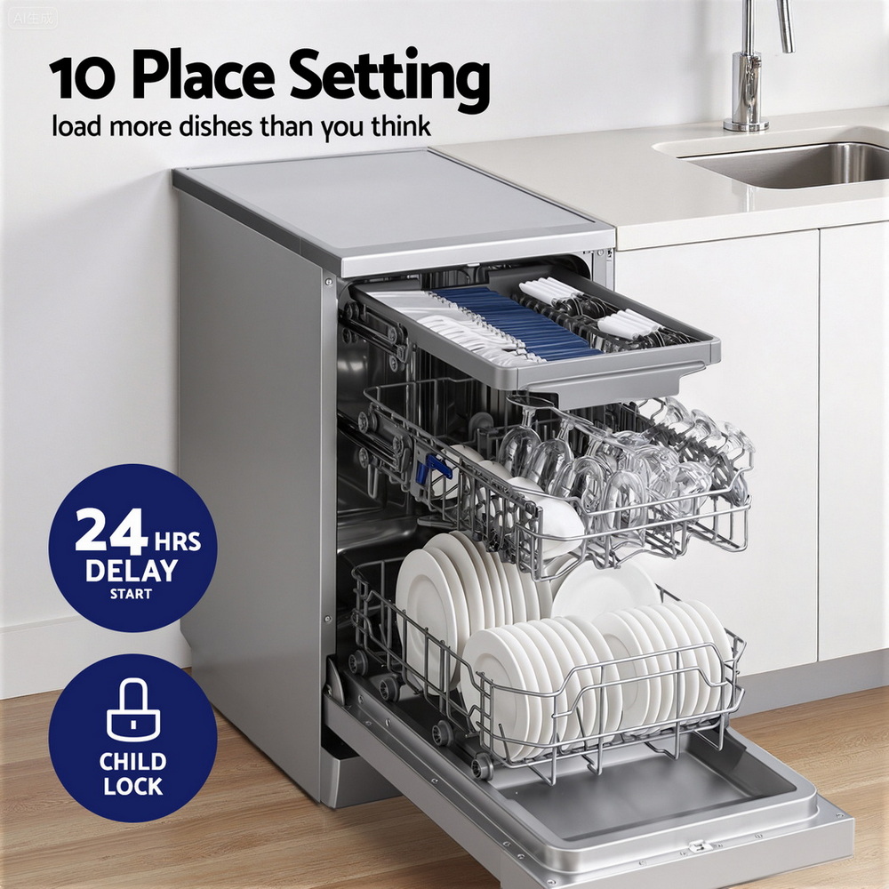 BDW-10-FS36E-SS-202508291330-03 Devanti 10 Place Settings Freestanding Dishwasher Silver - Image 4