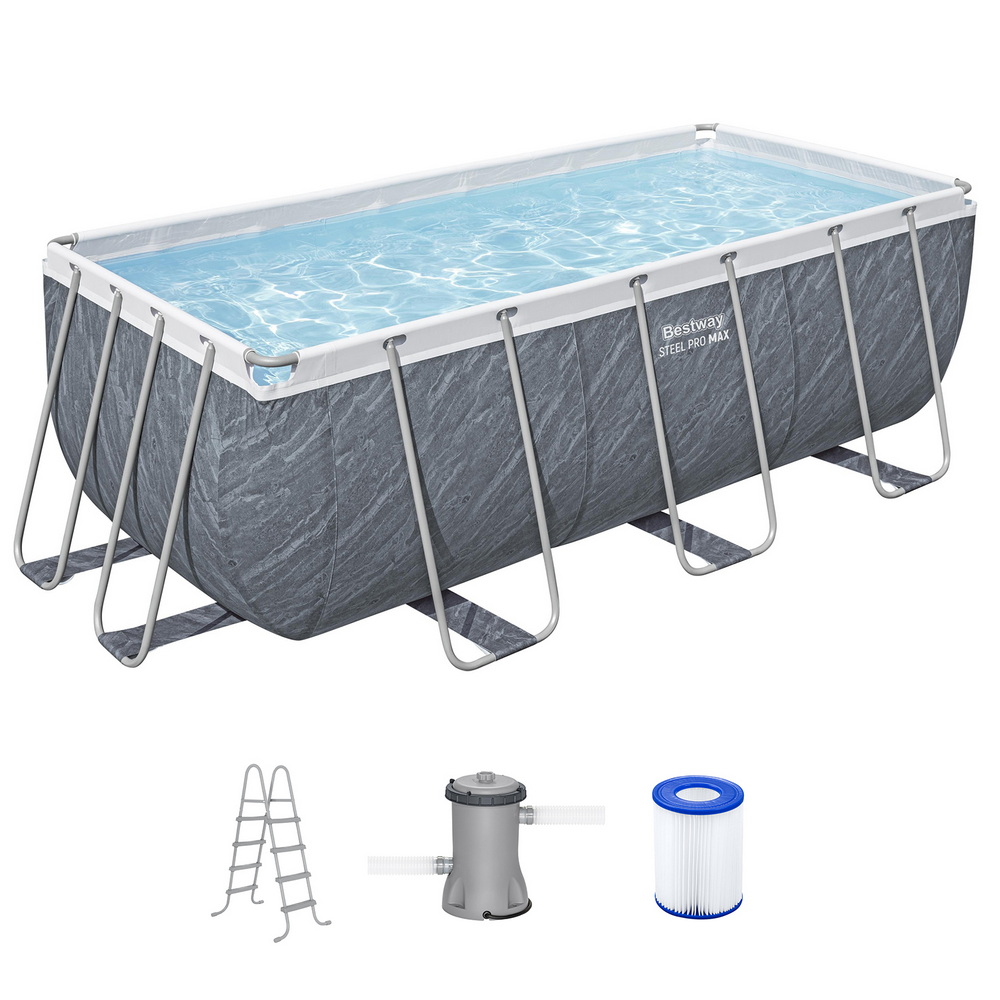 BW-POOL-SQ-412-56728-202507181434-02 Bestway Swimming Pool 412x201x122cm Steel Frame Pool Set w/Pump Ladder - Image 3