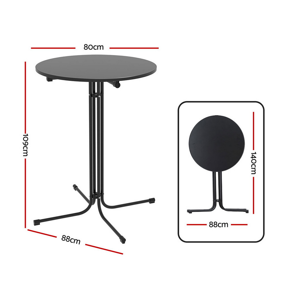 FF-TABLE-SL-BK-202508211842-01 Gardeon Outdoor Bar Table Round Folding Desk Top 109cm Patio Furniture Black - Image 2