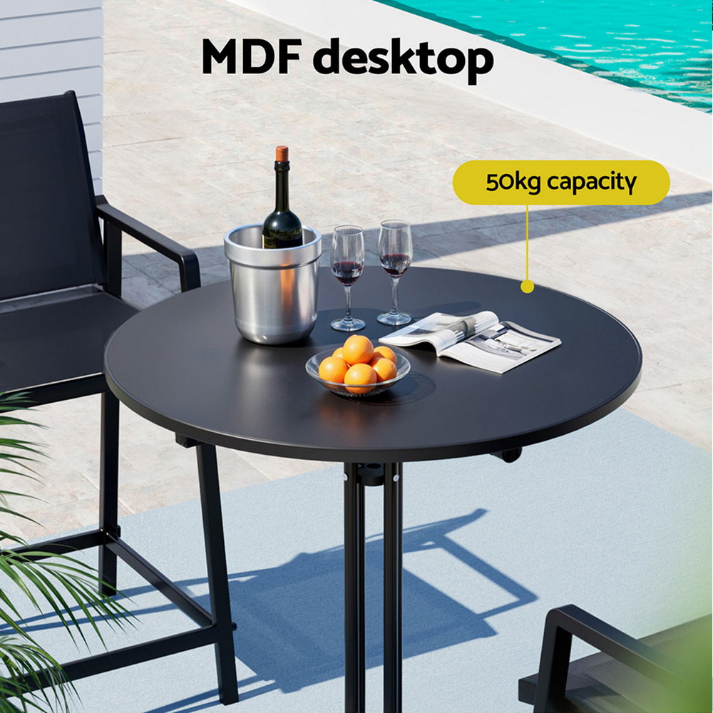 FF-TABLE-SL-BK-202508211842-03 Gardeon Outdoor Bar Table Round Folding Desk Top 109cm Patio Furniture Black - Image 4