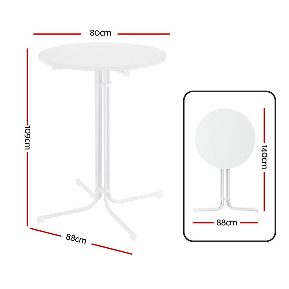 FF-TABLE-SL-WH-202508211842-01 Gardeon Outdoor Bar Table Round Folding Desk Top 109cm Patio Furniture White - Image 2