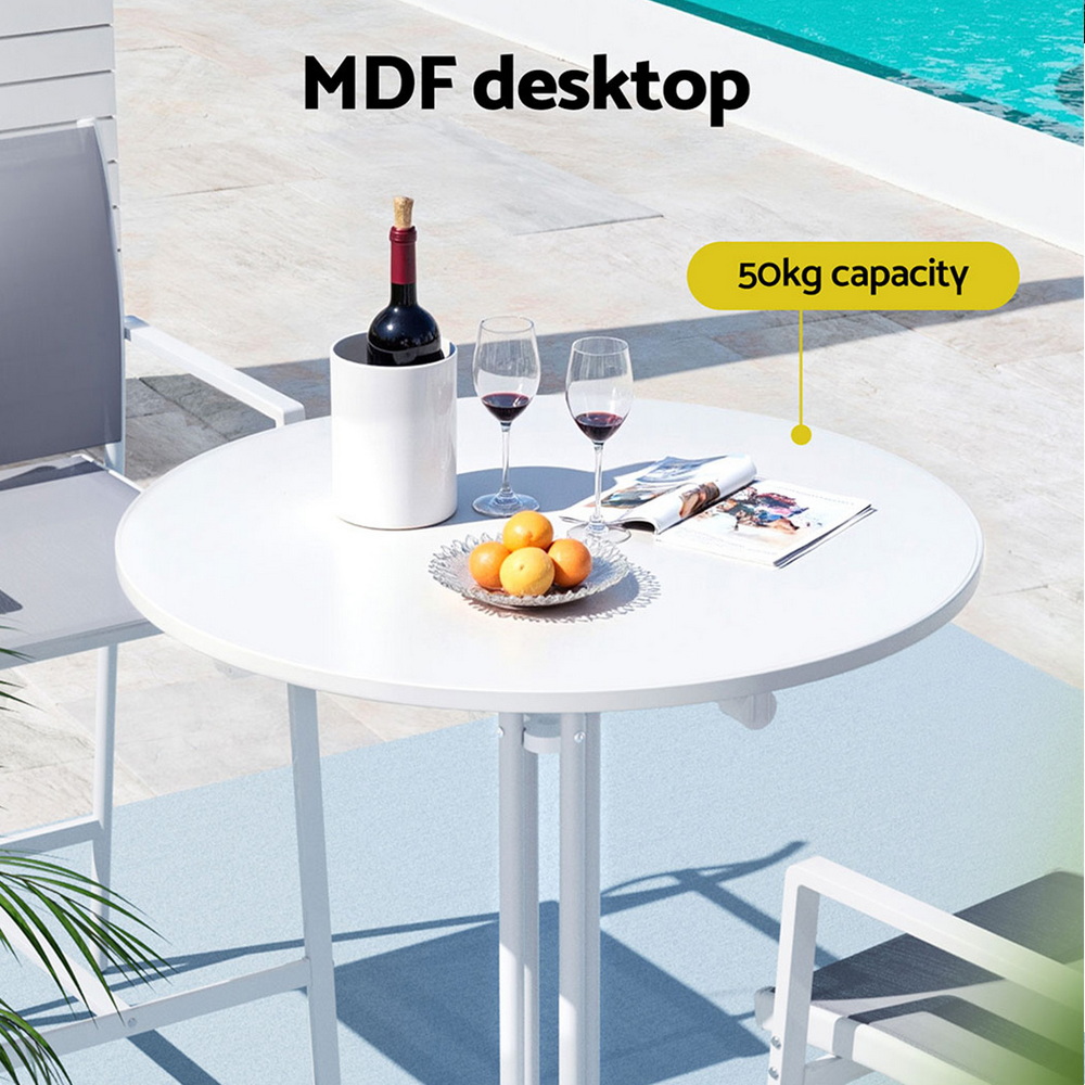 FF-TABLE-SL-WH-202508211842-03 Gardeon Outdoor Bar Table Round Folding Desk Top 109cm Patio Furniture White - Image 4