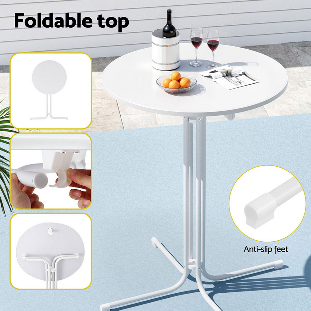 FF-TABLE-SL-WH-202508211842-04 Gardeon Outdoor Bar Table Round Folding Desk Top 109cm Patio Furniture White - Image 5