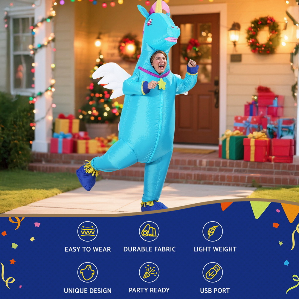 HALO-INF-UNIBL-202508111552-03 Inflatable Unicorn Costume Adult Suit Blow Up Party Fancy Dress Halloween Cosplay - Image 4