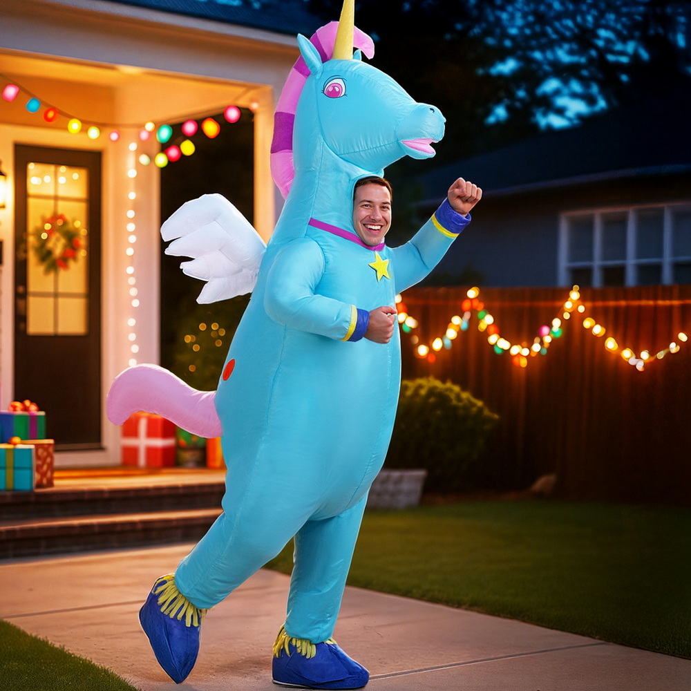 HALO-INF-UNIBL-202508111552-06 Inflatable Unicorn Costume Adult Suit Blow Up Party Fancy Dress Halloween Cosplay - Image 7
