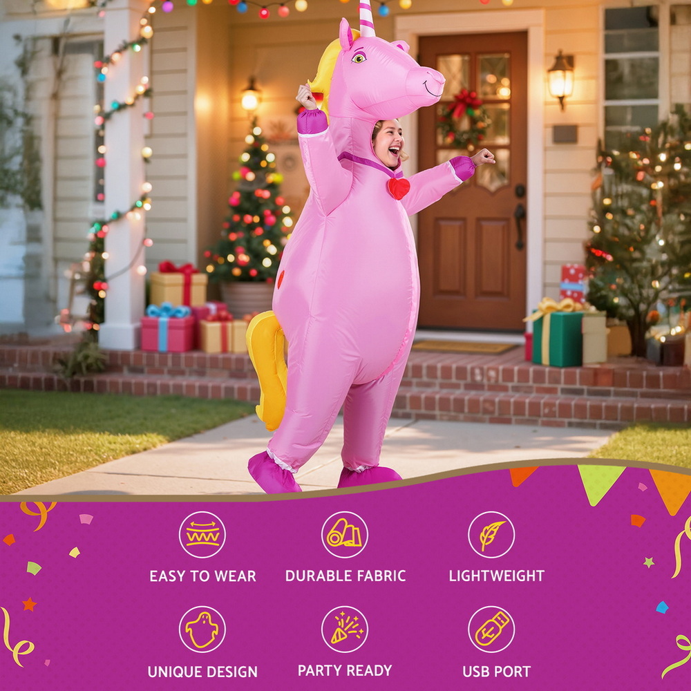 HALO-INF-UNIPK-202508111553-03 Inflatable Unicorn Costume Adult Suit Blow Up Party Fancy Dress Halloween Cosplay - Image 4