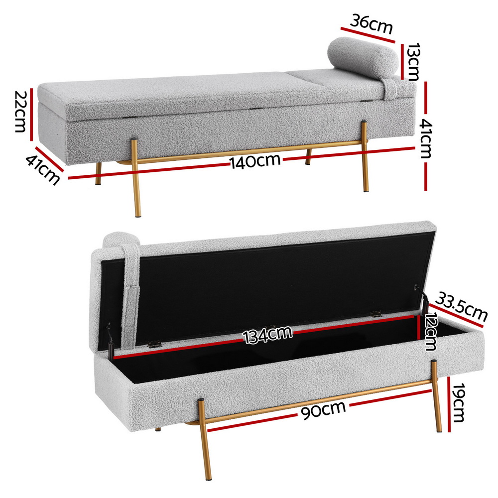 OTM-RTA-05-PLW-GY-202508252134-01 Artiss Storage Ottoman Bed 140cm Pillow Foot Stool - Image 2