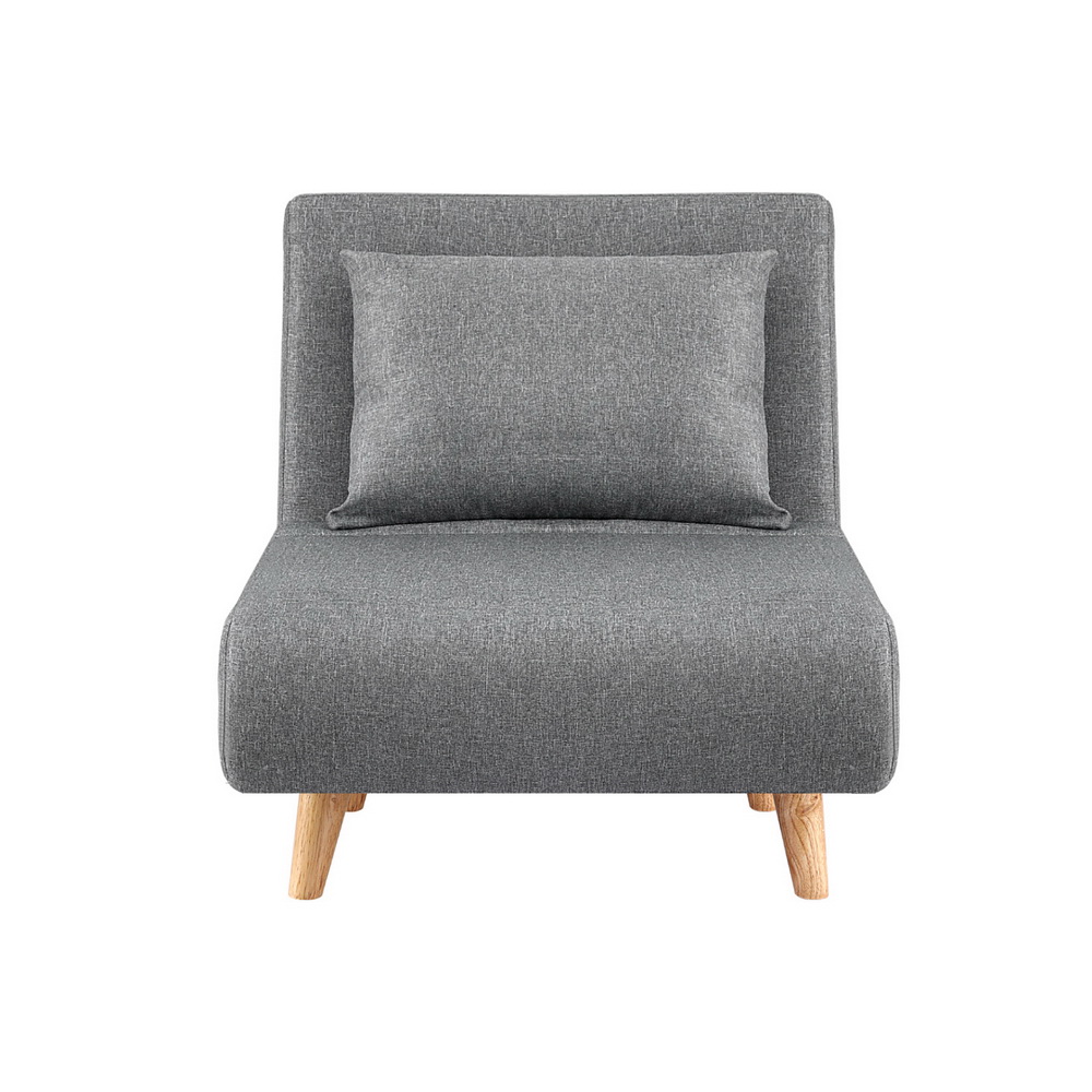 SBED-E-FLD01-1S-GY-202507101420-02 Artiss Sofa Bed Convertible Couch Recliner Lounge Chair Linen Grey - Image 3