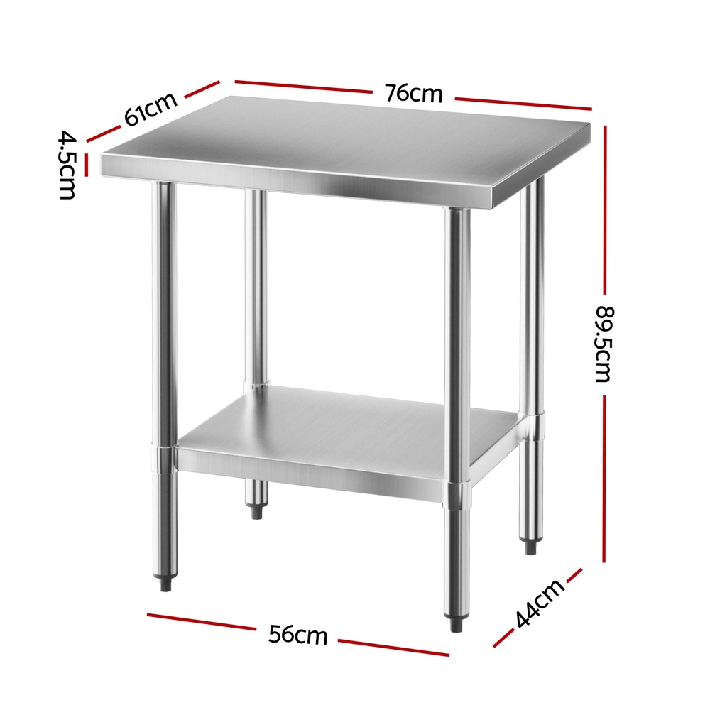 SSKB-430S-30-24-202507221511-01 Cefito Stainless Steel Kitchen Bench Work Table 610 x760MM 430 - Image 2