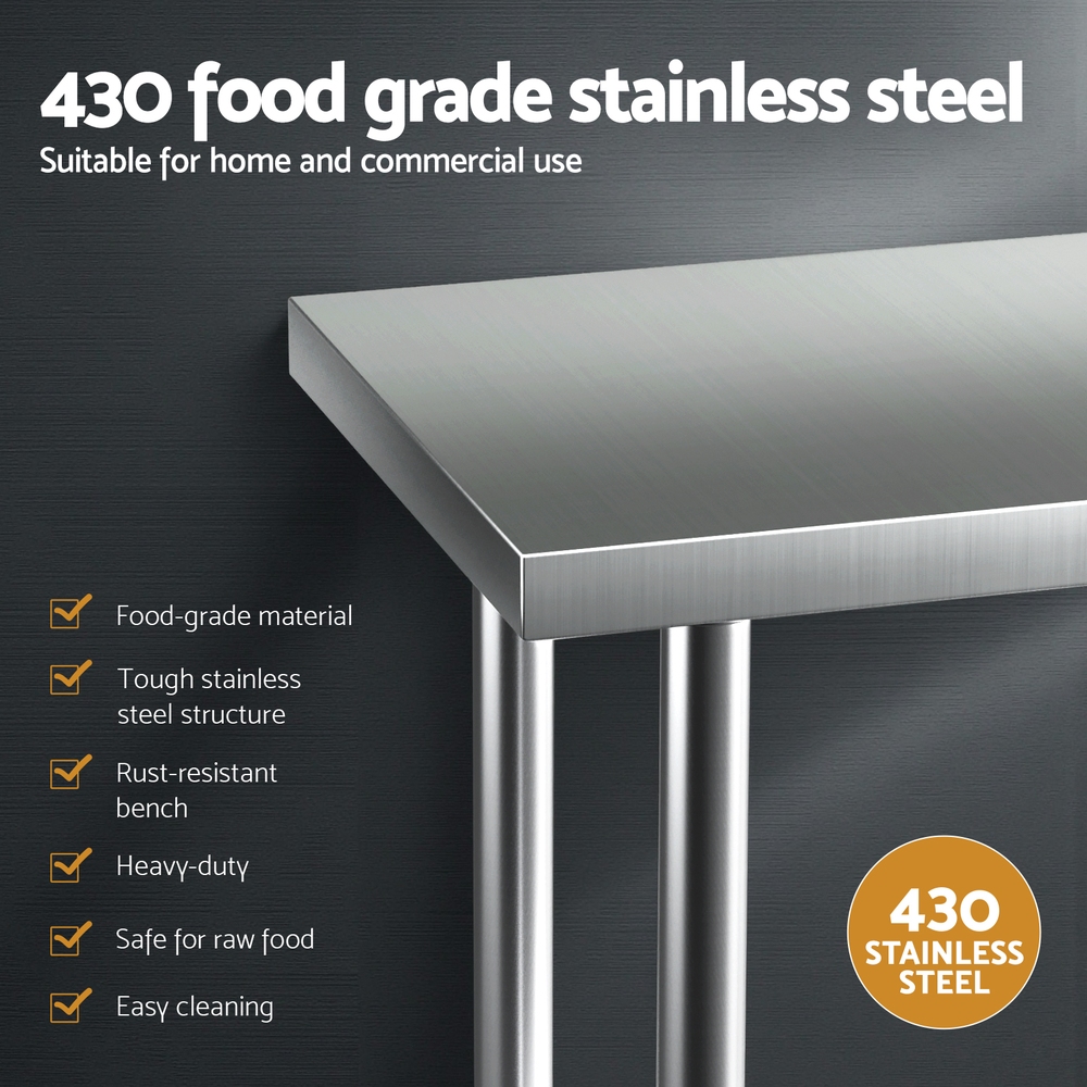 SSKB-430S-30-24-202507221511-03 Cefito Stainless Steel Kitchen Bench Work Table 610 x760MM 430 - Image 4