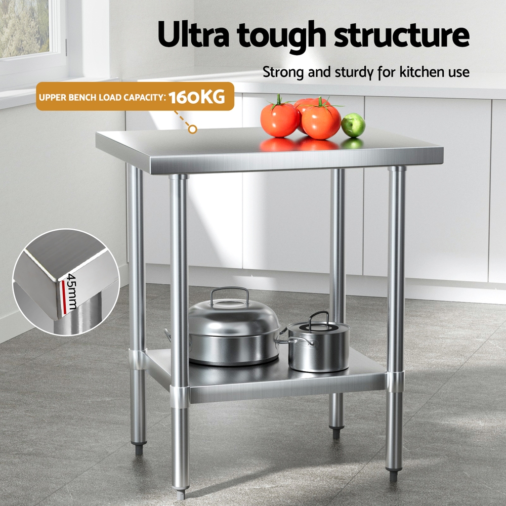SSKB-430S-30-24-202507221511-04 Cefito Stainless Steel Kitchen Bench Work Table 610 x760MM 430 - Image 5