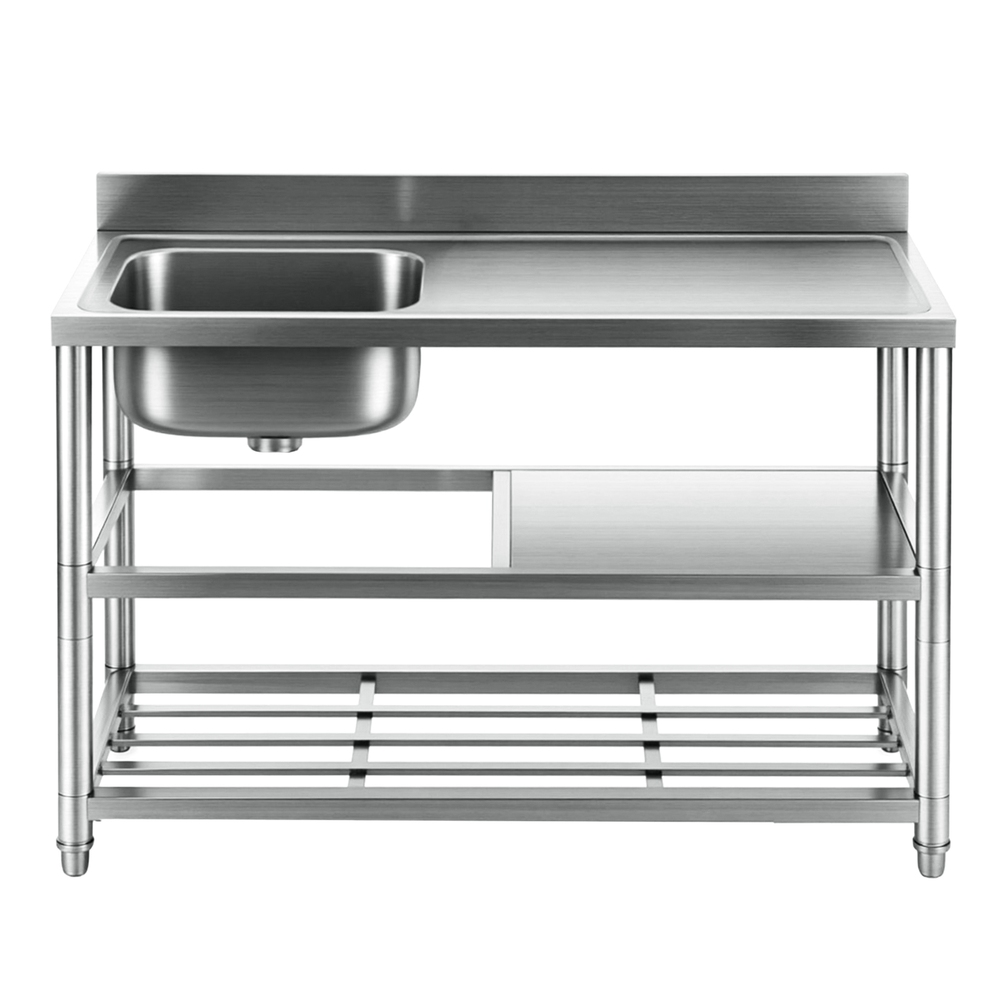 SSKB-B-SINK-L120-202508291328-02 Cefito Stainless Steel Kitchen Bench Work Table with Sink Splashback 120cm - Image 3