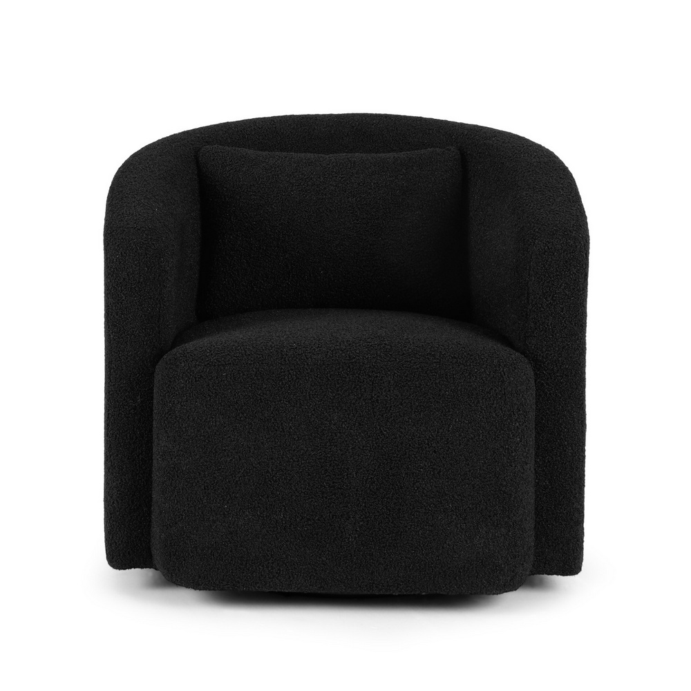 UPHO-B-ARM10-SWL-BK-202509291426-02 Artiss Round Swivel Armchair Sherpa Fleece Black - Image 3