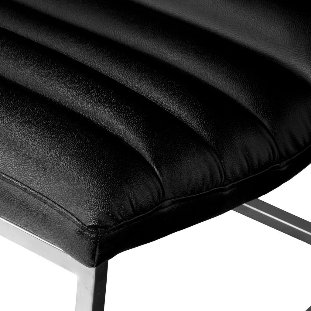 V1041-JMC-1059BLACK-202507151055-03 Caviar Bonded Leather & Steel Lounge Accent Chair in Black - Image 4