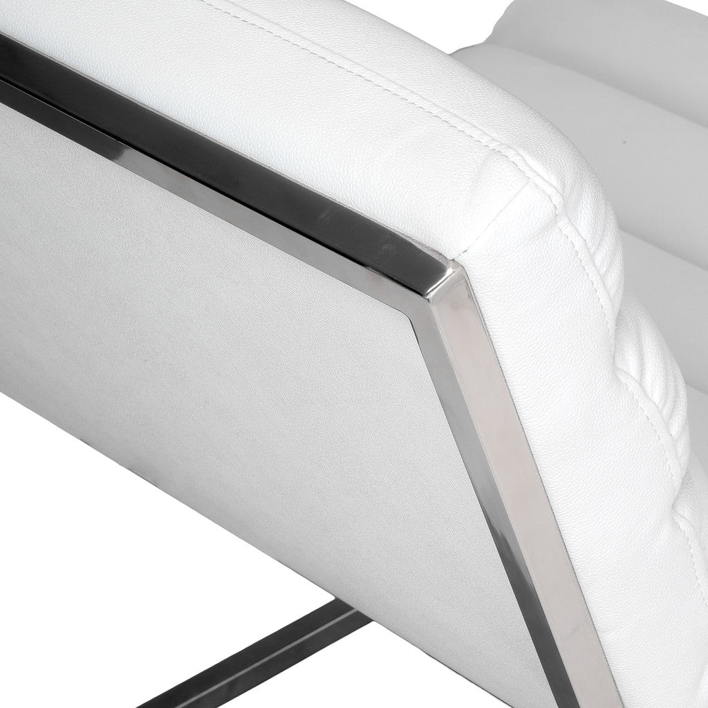 V1041-JMC-1059WHITE-202507151055-03 Caviar Bonded Leather & Steel Lounge Accent Chair in White - Image 4