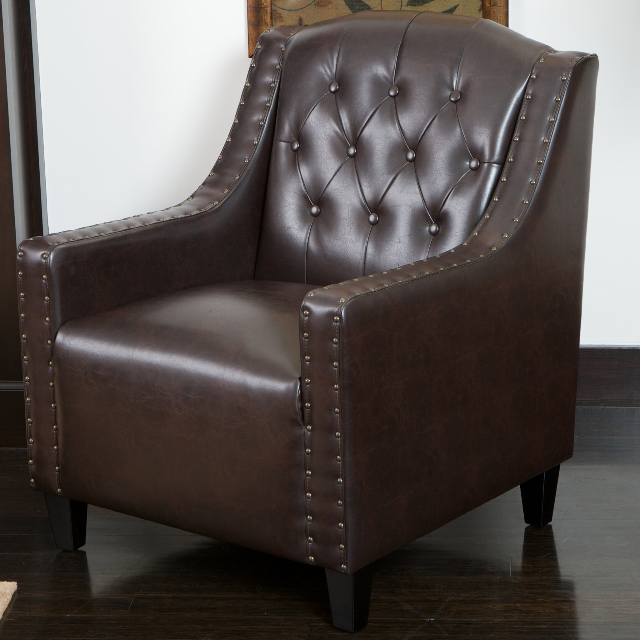 V1041-JSF-5007CBROWN-202507151110-01 Coogee Bonded Leather Armchair & Ottoman in Brown - Image 2