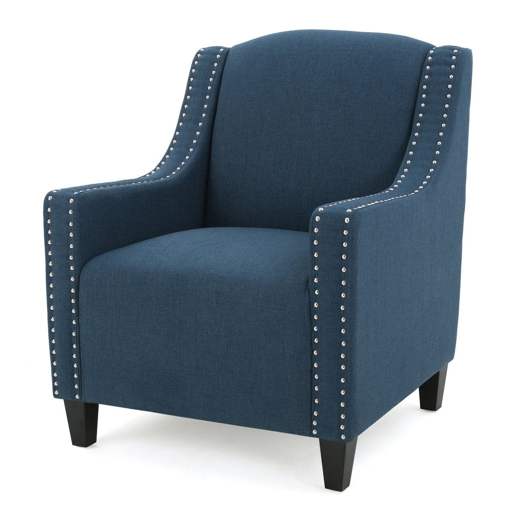 V1041-JSF-5007CDARKBLUE-202507151110-01 Camden Linen Fabric Studded Armchair in Dark Blue - Image 2