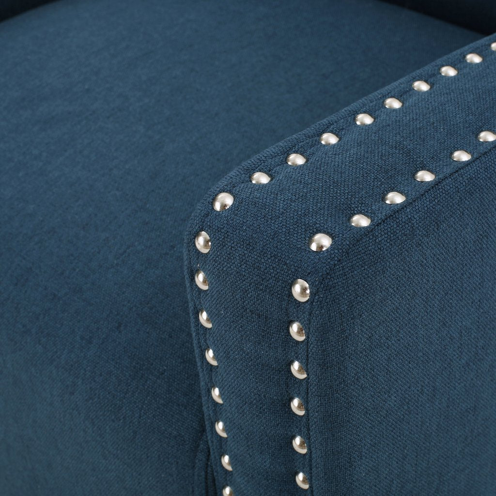 V1041-JSF-5007CDARKBLUE-202507151110-02 Camden Linen Fabric Studded Armchair in Dark Blue - Image 3