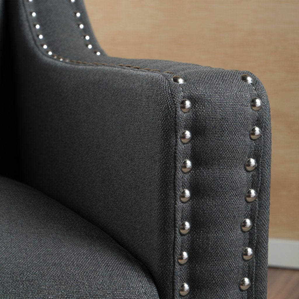 V1041-JSF-5007CDARKGREY-202507151110-02 Camden Linen Fabric Studded Armchair in Dark Grey - Image 3