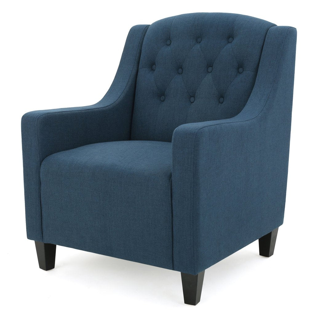 V1041-JSF-5007DARKBLUE-202507151106-01 Canberra Linen Fabric Tufted Armchair in Dark Blue - Image 2
