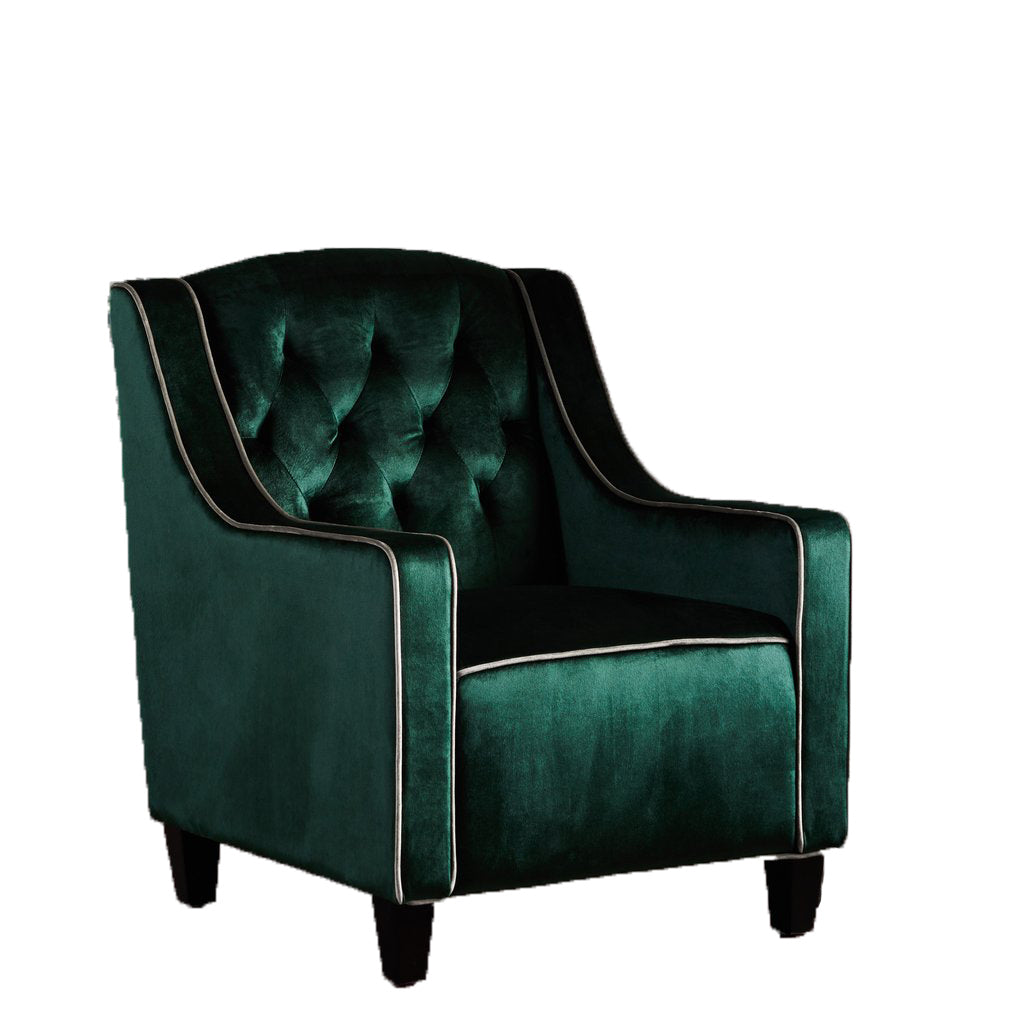 V1041-JSF-5034EMERALD-202507151110-03 Lara Two Tone Tufted Emerald New Velvet Club Armchair - Image 4