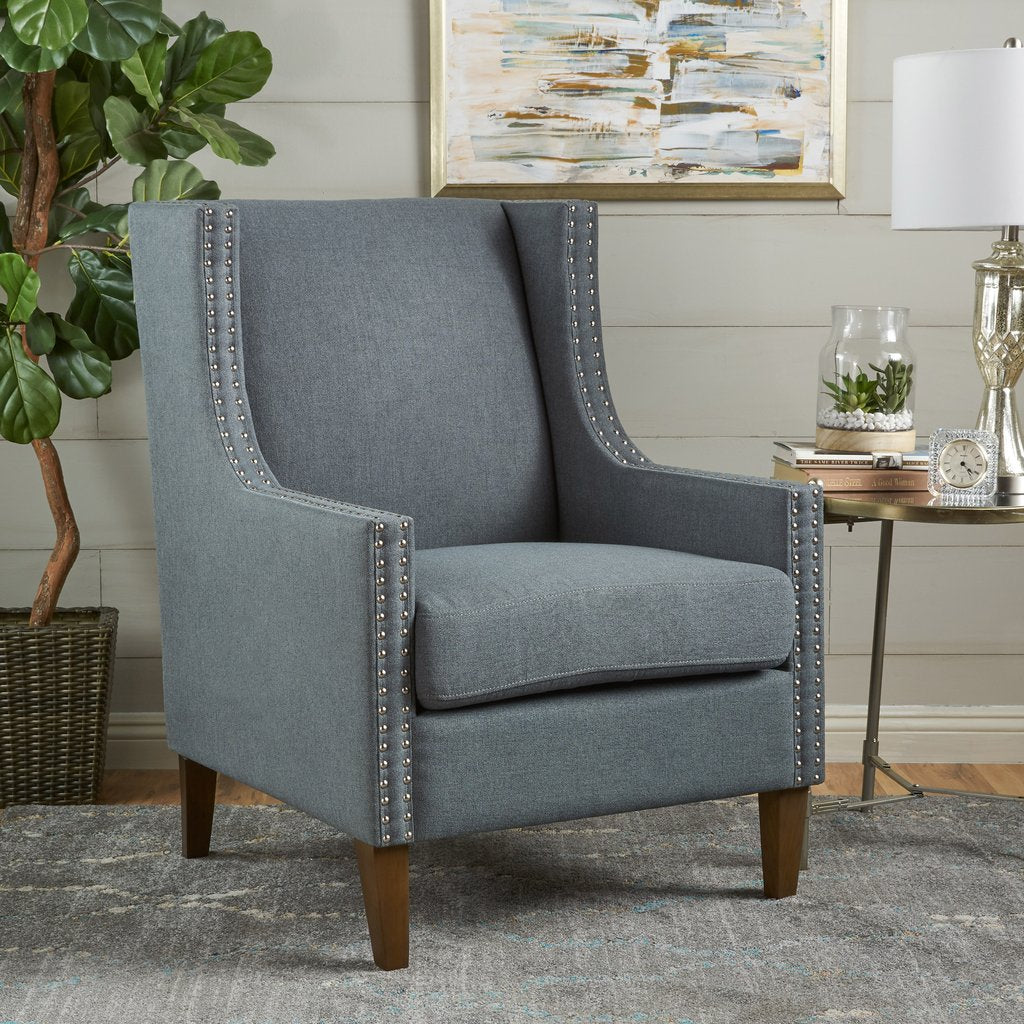 V1041-JSF-5061LIGHTGREY-202507151111-01 Cecilia Classic Studded Light Grey Wingback Club Armchair - Image 2