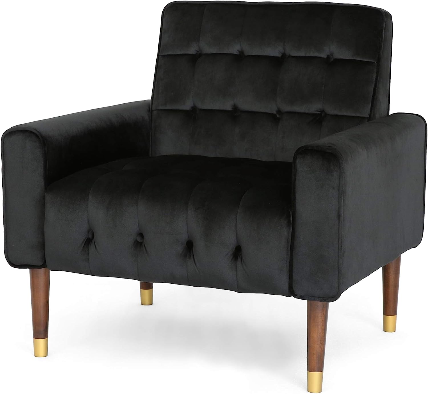 V1041-JSF-5108-1BLACK-202507151111-01 Lewisham Black Tufted Velvet Armchair - Image 2
