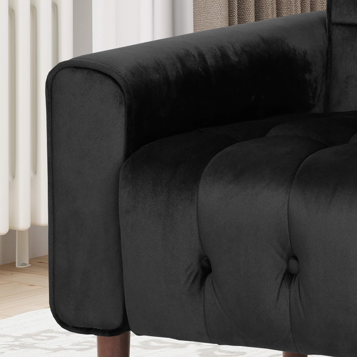 V1041-JSF-5108-1BLACK-202507151111-02 Lewisham Black Tufted Velvet Armchair - Image 3