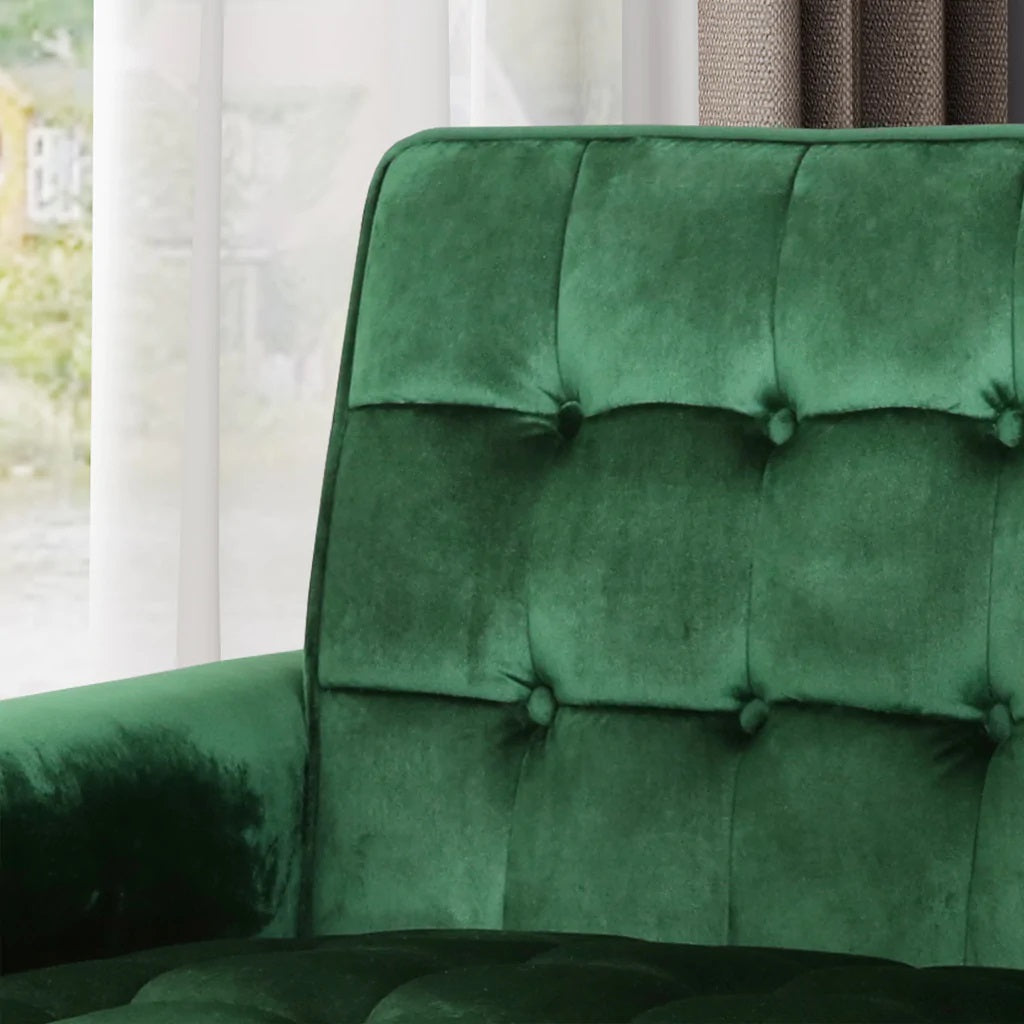 V1041-JSF-5108-1EMERALD-202507151111-02 Lewisham Emerald Tufted Velvet Armchair - Image 3
