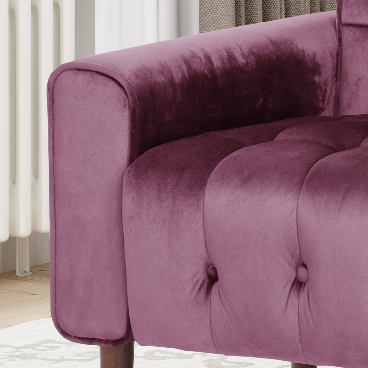 V1041-JSF-5108-1RAISIN-202507151111-04 Lewisham Raisin Tufted Velvet Armchair - Image 5