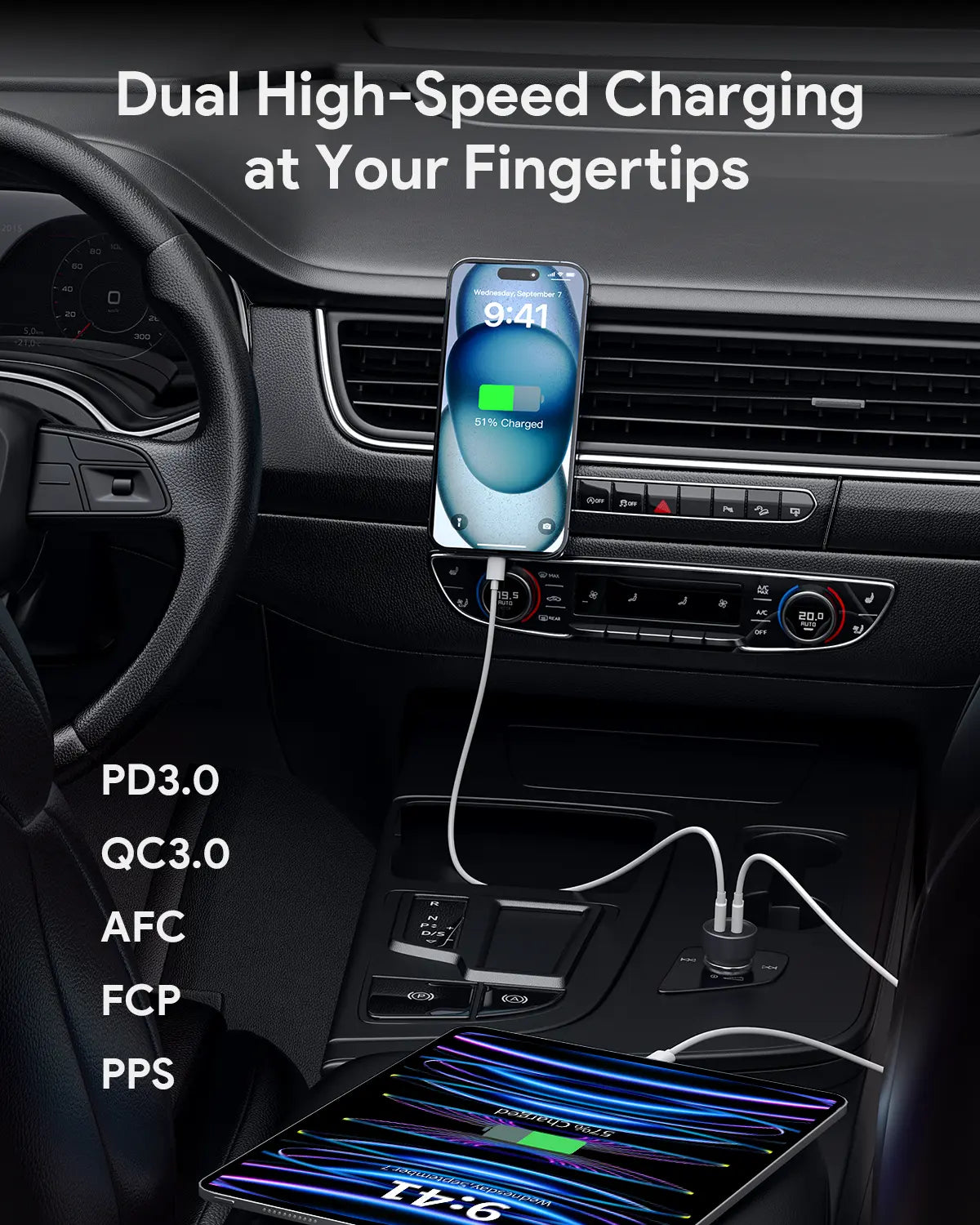 V1089-LLTSN1049377-202509030927-02 Aukey Enduro Dual 65W 2-Port Car Charger (CC-Y23) - Image 3