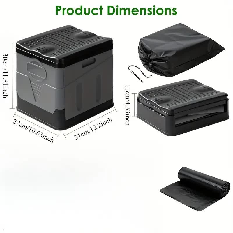 V1091-BXHWMT-202509021449-01 Portable Car Toilet with Integrated Waste Bin - Durable PP Material, Ideal for RVs, Outdoor Camping & Emergency Situations - Sleek Design with Ventilation Slits RV Toilets - Image 2