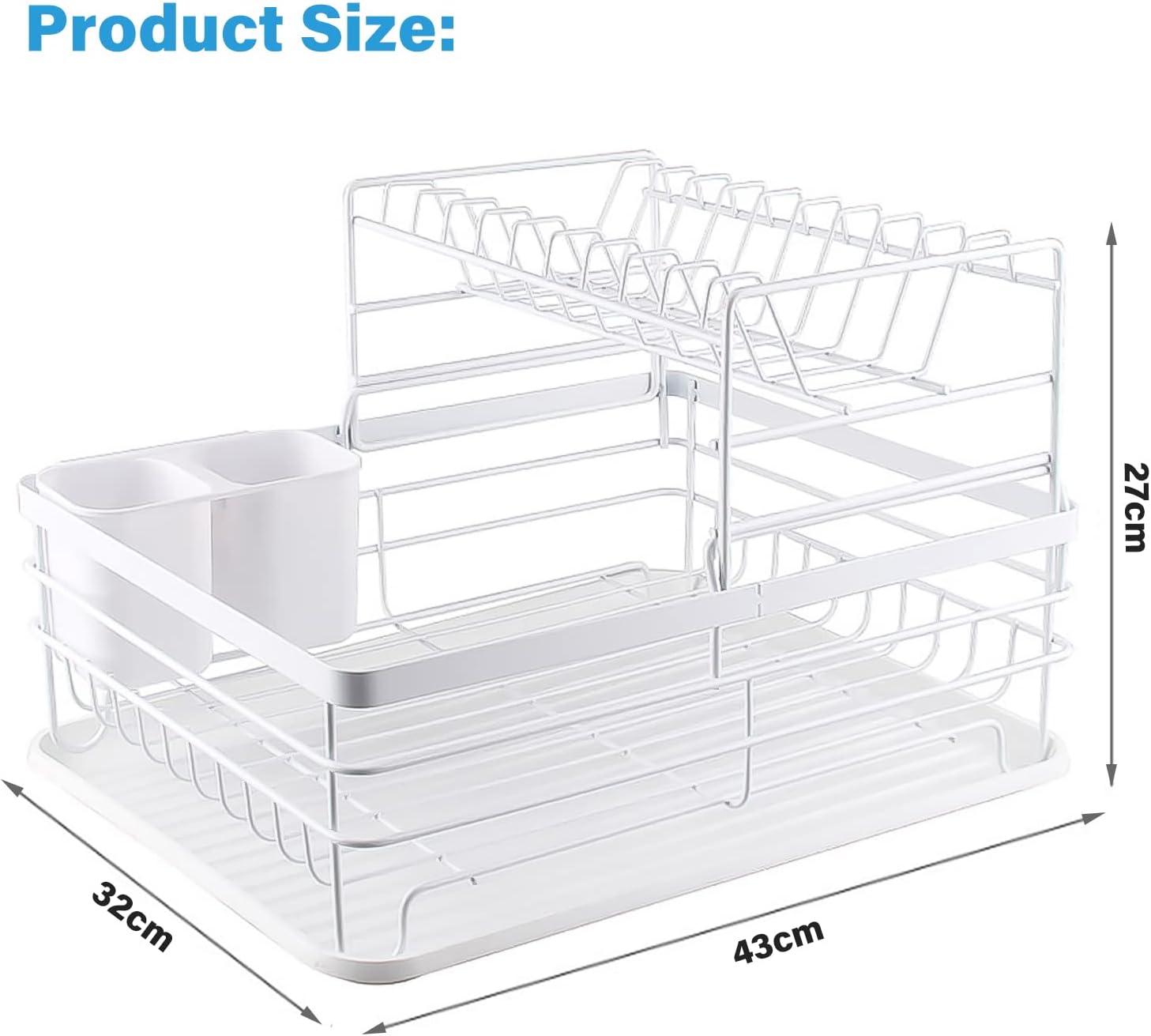 V178-36249-202507301410-01 CARLA HOME 2-Tier Dish Drying Rack for Kitchen Counter with Removable Drip Tray, Utensil Holder and Cutlery Organizer - Image 2