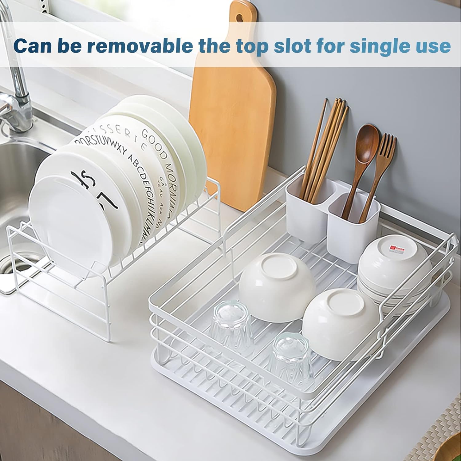 V178-36249-202507301410-04 CARLA HOME 2-Tier Dish Drying Rack for Kitchen Counter with Removable Drip Tray, Utensil Holder and Cutlery Organizer - Image 5