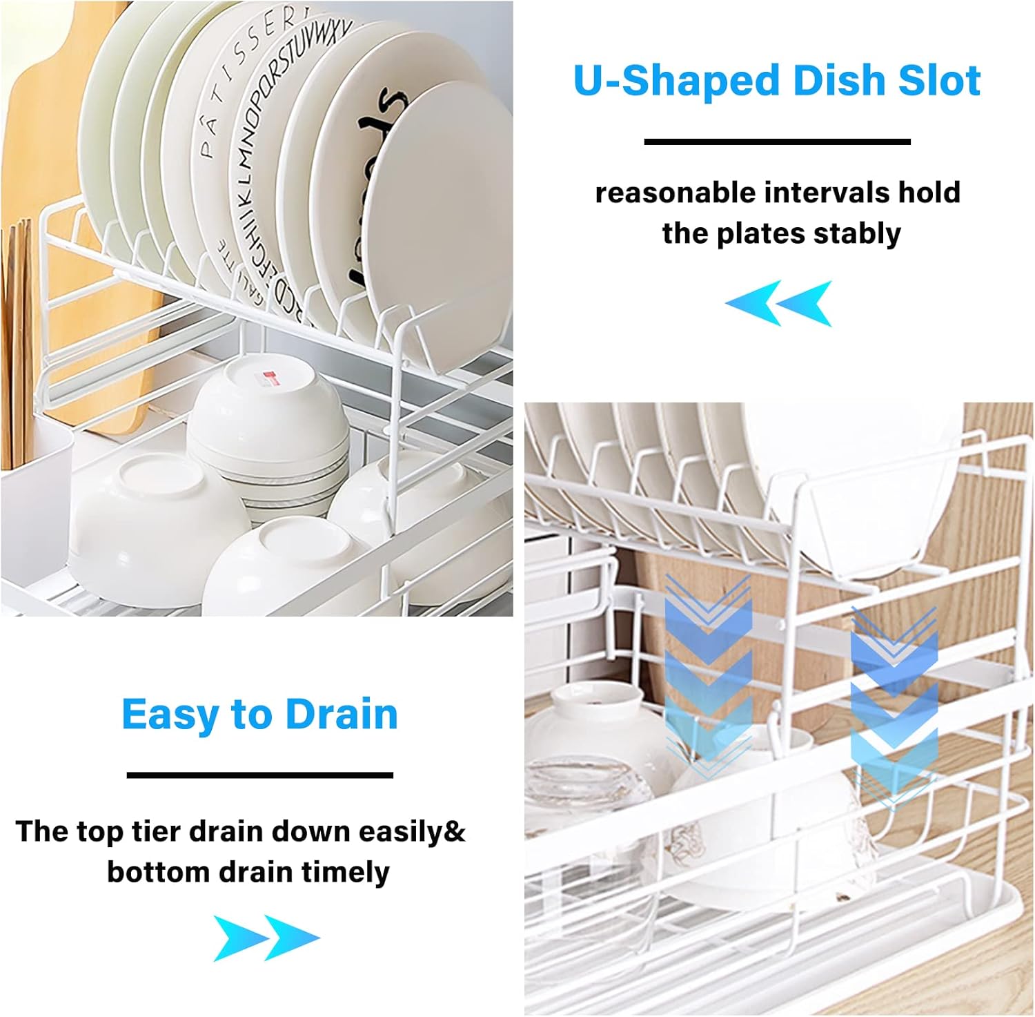V178-36249-202507301410-05 CARLA HOME 2-Tier Dish Drying Rack for Kitchen Counter with Removable Drip Tray, Utensil Holder and Cutlery Organizer - Image 6