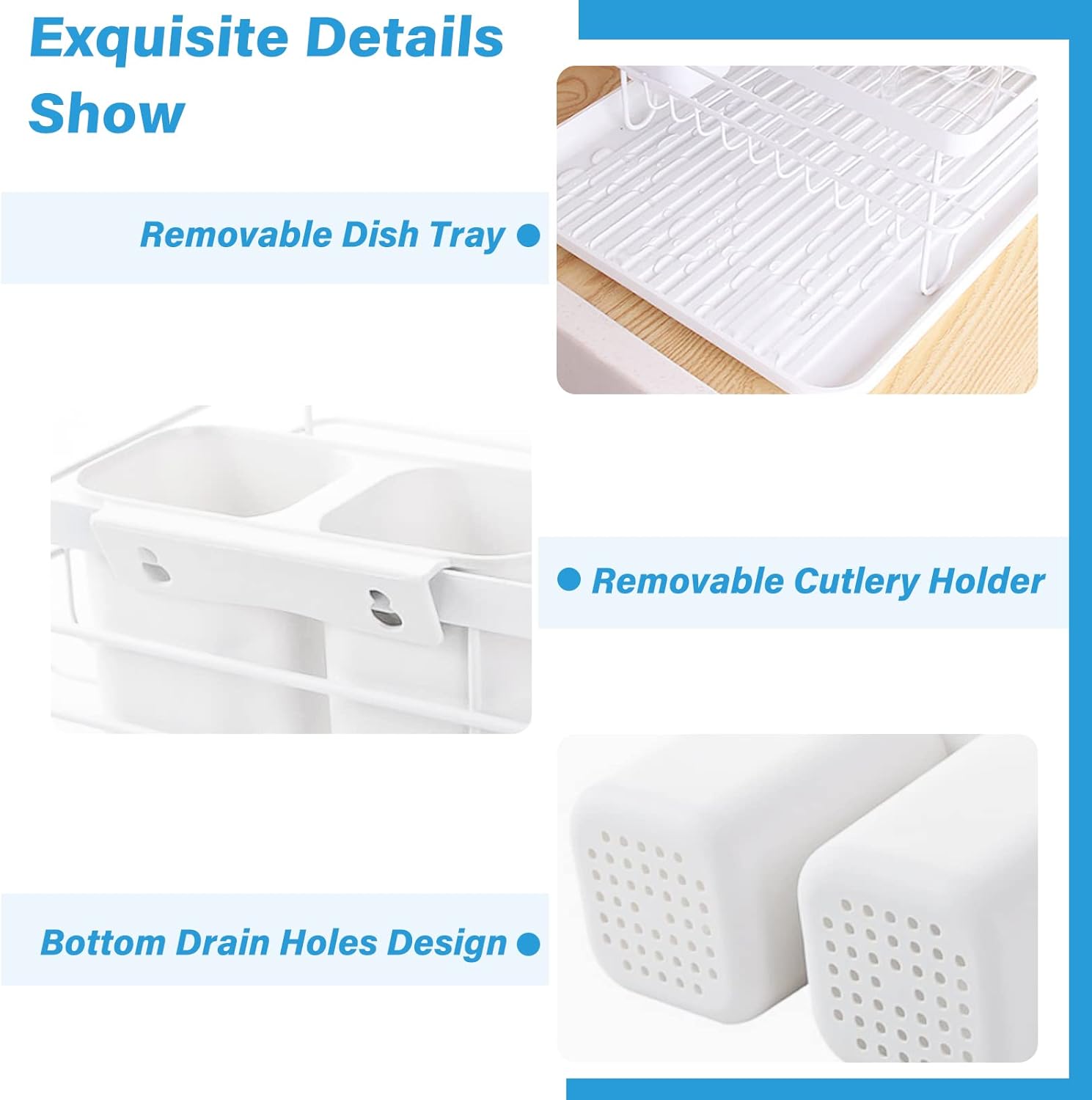 V178-36249-202507301410-06 CARLA HOME 2-Tier Dish Drying Rack for Kitchen Counter with Removable Drip Tray, Utensil Holder and Cutlery Organizer - Image 7