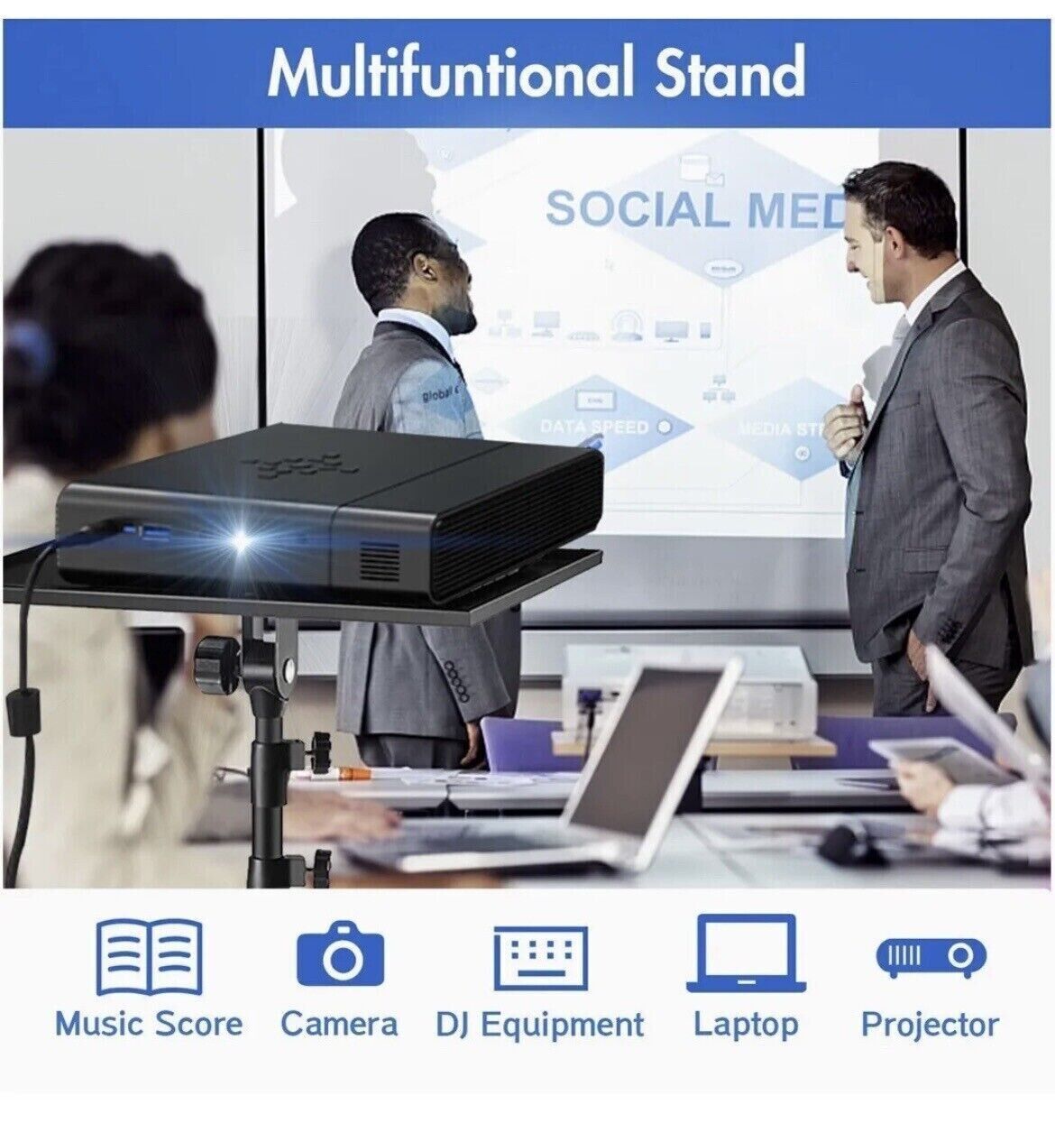 V178-66707-202508050935-01 Adjustable Tripod Stand for Projector & Laptop 22-55 Portable - Image 2