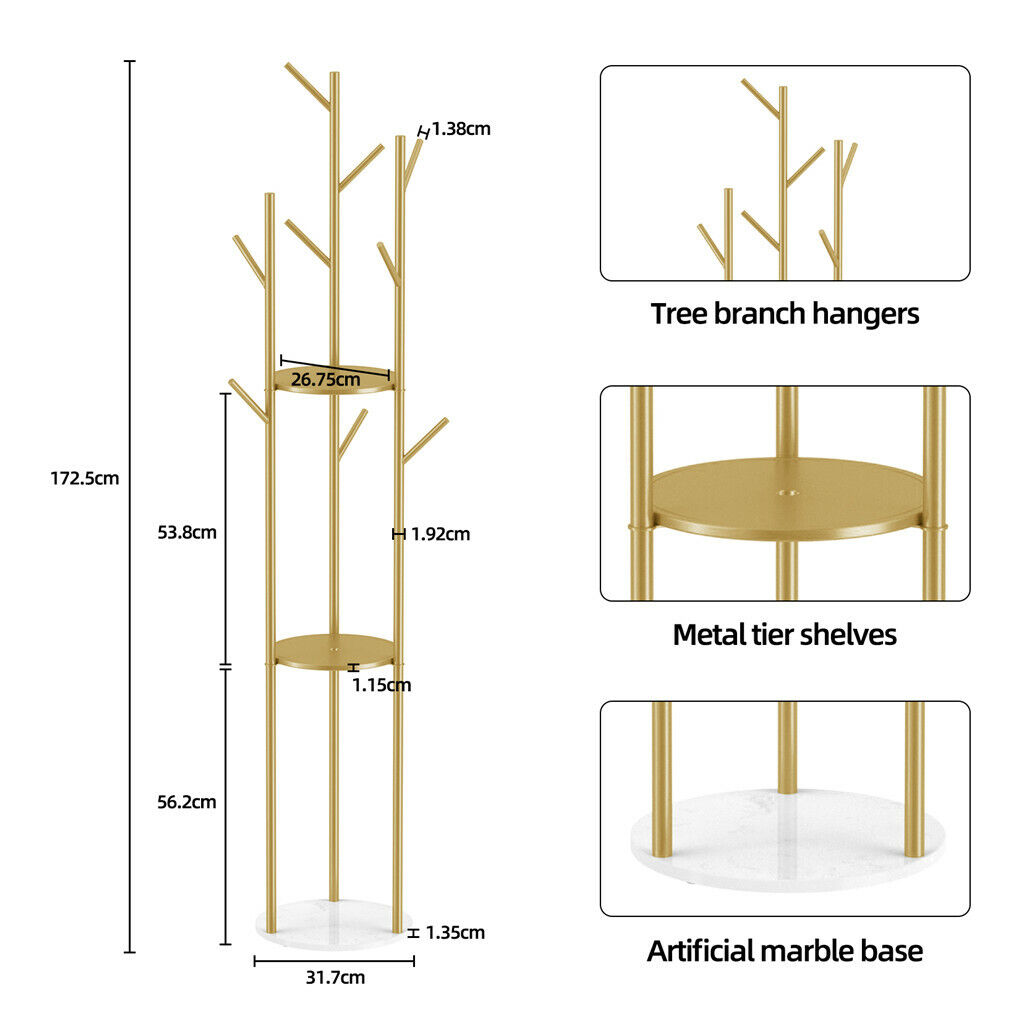 V178-66751-202508051004-09 Marble & Metal Coat Rack Stand Heavy Duty - Image 10