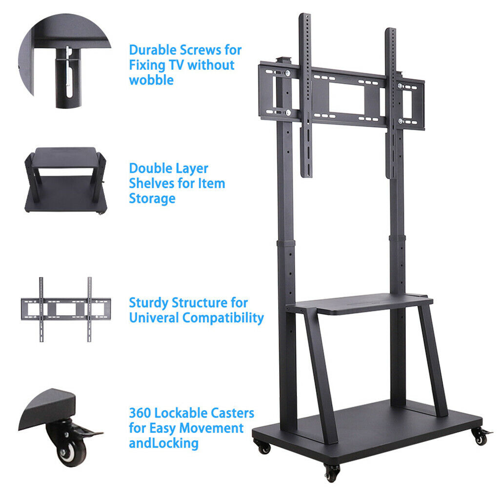 V178-66764-202508051015-09 Rolling TV Stand 32-100 w/ Adjustable Mount & 2-Tier Shelf - Image 10