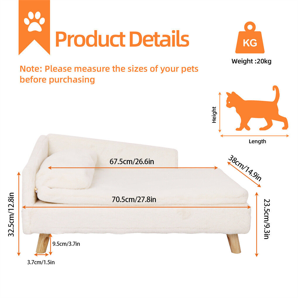 V178-66938-202508050920-01 Luxury Pet Sofa Bed 70cm Rectangular Soft Cushion Anti-skid - Image 2