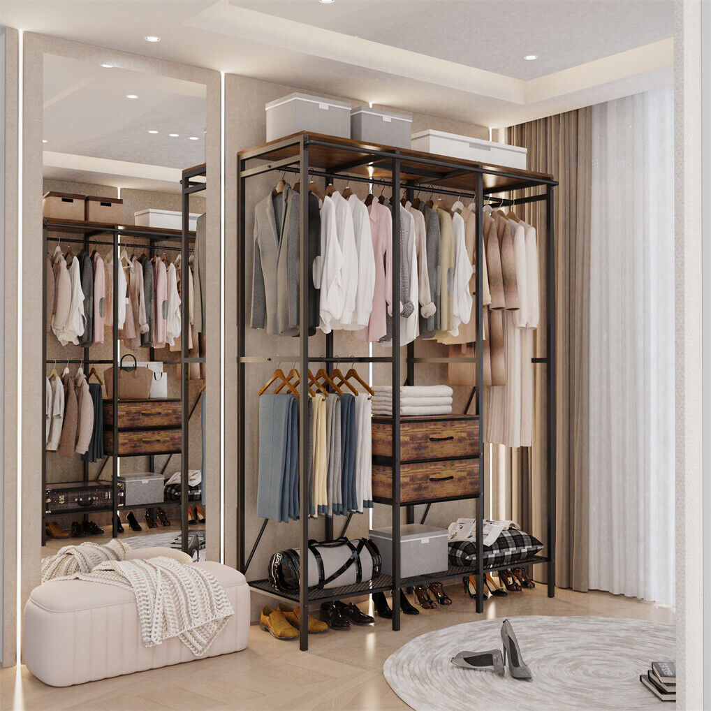 V178-66999-202508050952-02 XXL Heavy Duty Wardrobe Closet w/ Shelf, Drawer & Rack - Image 3