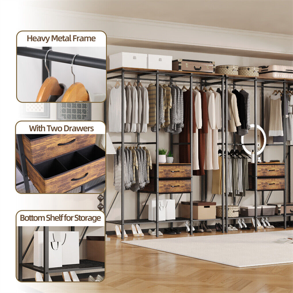 V178-66999-202508050952-03 XXL Heavy Duty Wardrobe Closet w/ Shelf, Drawer & Rack - Image 4