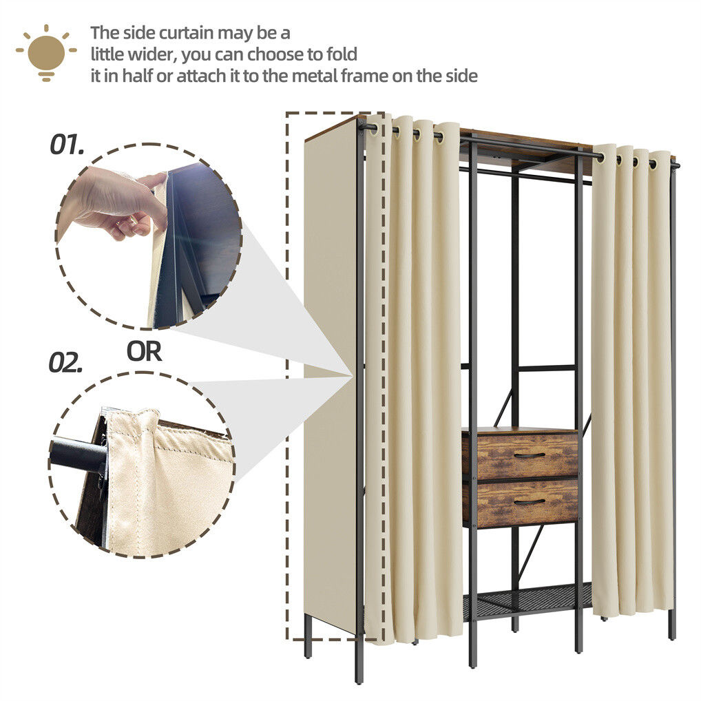 V178-66999-202508050952-04 XXL Heavy Duty Wardrobe Closet w/ Shelf, Drawer & Rack - Image 5