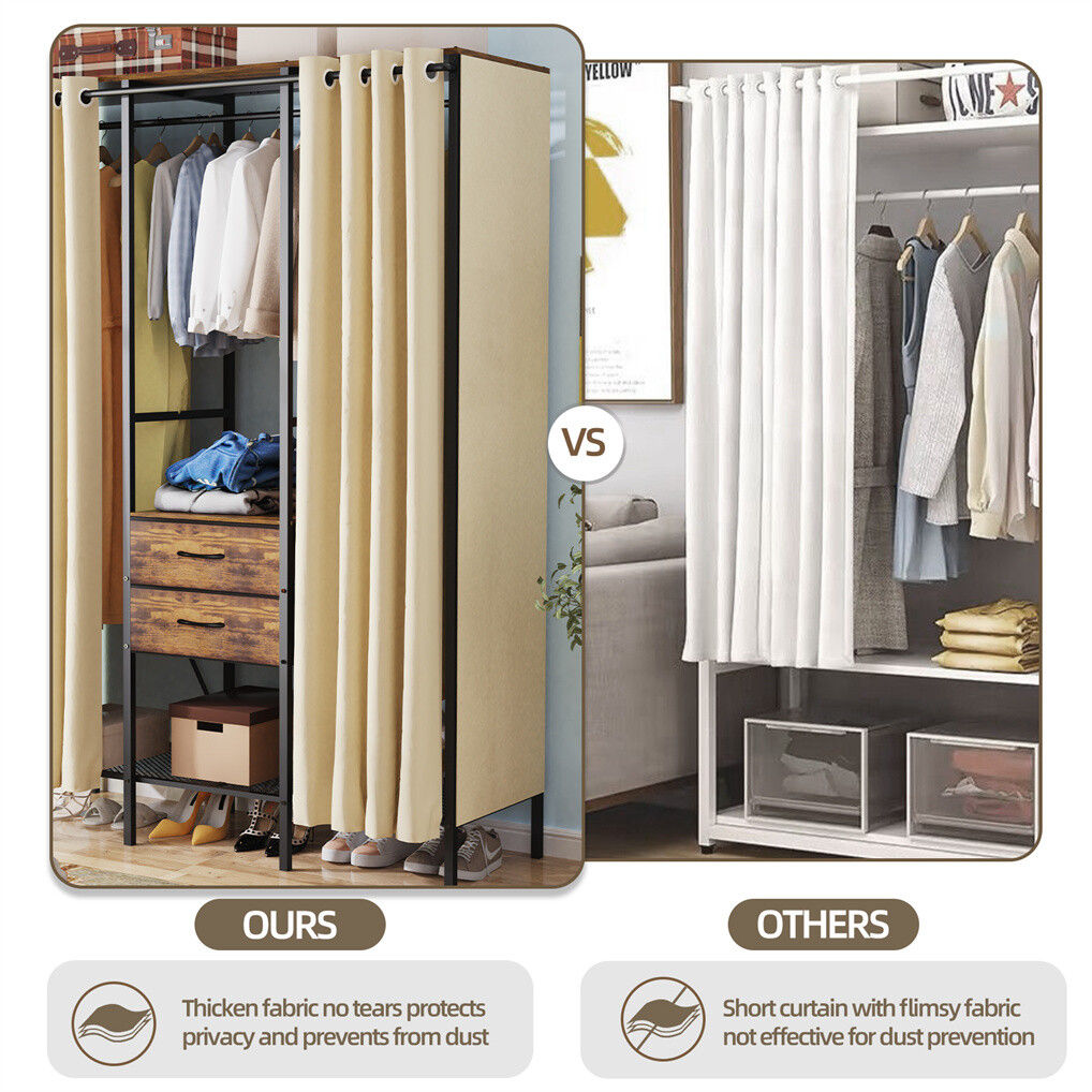 V178-66999-202508050952-06 XXL Heavy Duty Wardrobe Closet w/ Shelf, Drawer & Rack - Image 7