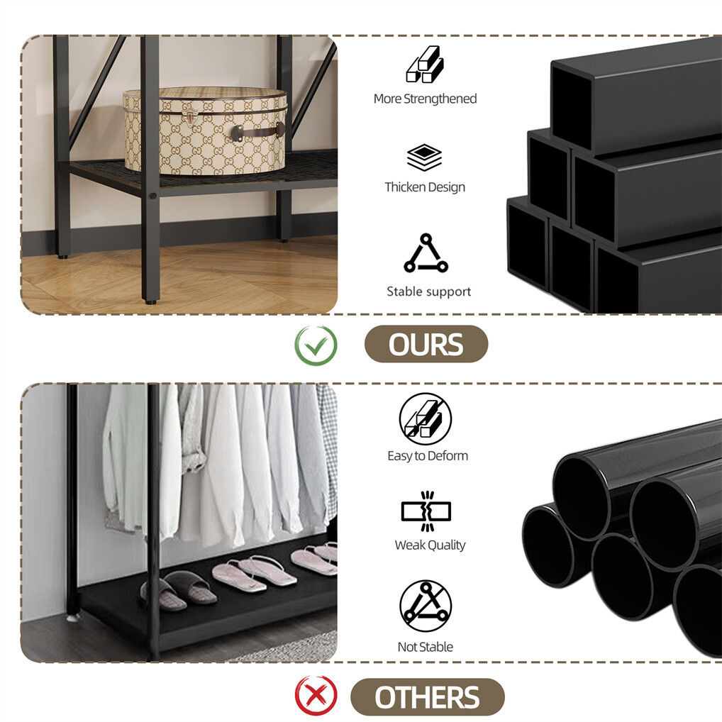 V178-66999-202508050952-07 XXL Heavy Duty Wardrobe Closet w/ Shelf, Drawer & Rack - Image 8